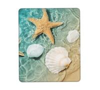 JIUTY Beach Starfish Scallop Mouse Pad With Stitched Edge Non-Slip Rubber Base Washable Mouse Pads For Computers Laptop