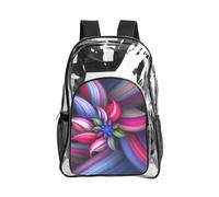 JIUTY Beautiful Flowers Print Clear Security Backpack Pvc School Bookbag Travel Front Pocket Side Mesh Modern Utility