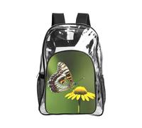 JIUTY Beautiful Glowing Butterfly 1 Print Clear Security Backpack Pvc School Bookbag Travel Front Pocket Side Mesh Modern Utility