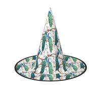 JIUTY Beautiful Peacock Flowers Printing 2 Piece Cosplay Witch Cap Halloween Parties Hat, Witch Costume Accessory For Halloween Party
