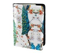 JIUTY Beautiful Peacock Flowers Printing Passport Holder for Women Men,Cowhide Passport Travel Wallet, Travel Document Cover Accessories