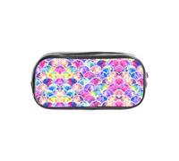 JIUTY Beautiful Rainbow Colors Mermaid Stylish Clear Pen Case with Smooth Zipper, Multi-Purpose Stationery Bag for School & Office