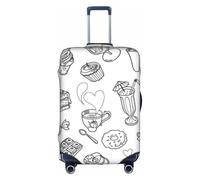 JIUTY Black Afternoon Tea Printing Large Suitcase Cover, Stretchable Suitcase Cover with Double-Sided Print, Keeps Luggage Closed