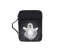 JIUTY Black and Halloween Ghost Printed Bible Tote Bag with Sturdy Handle Protective Carrying Case for Church Worship & Pilgrimage