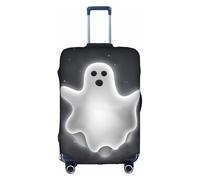 JIUTY Black and Halloween Ghost Printing Large Suitcase Cover, Stretchable Suitcase Cover with Double-Sided Print, Keeps Luggage Closed