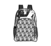 JIUTY Black And White Cats Print Clear Security Backpack Pvc School Bookbag Travel Front Pocket Side Mesh Modern Utility