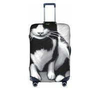 JIUTY Black and White Cats Printing Large Suitcase Cover, Stretchable Suitcase Cover with Double-Sided Print, Keeps Luggage Closed