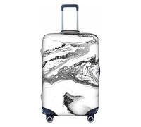 JIUTY Black and White Marble Printing Large Suitcase Cover, Stretchable Suitcase Cover with Double-Sided Print, Keeps Luggage Closed