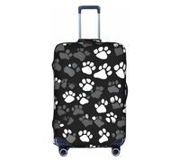 JIUTY Black and White Paw Print Printing Large Suitcase Cover, Stretchable Suitcase Cover with Double-Sided Print, Keeps Luggage Closed