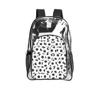 JIUTY Black And White Soccer Ball Pattern Print Clear Security Backpack Pvc School Bookbag Travel Front Pocket Side Mesh Modern Utility