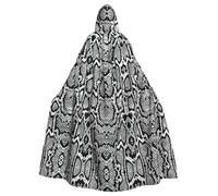 JIUTY Black White Snake Skin Printing Masquerade,Adult Economic Hooded Cloak 57.8 Inches Long, Perfect For Halloween Parties,Dances