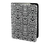 JIUTY Black White Snake Skin Printing Passport Holder for Women Men,Cowhide Passport Travel Wallet, Travel Document Cover Accessories