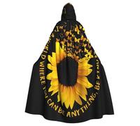 JIUTY Butterfly And Sunflower Printing Masquerade,Adult Economic Hooded Cloak 57.8 Inches Long, Perfect For Halloween Parties,Dances