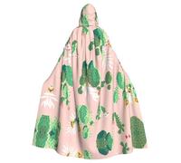 JIUTY Cactus Pattern Printing Masquerade,Adult Economic Hooded Cloak 57.8 Inches Long, Perfect For Halloween Parties,Dances