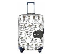 JIUTY Cartoon Black White Sheep Printing Large Suitcase Cover, Stretchable Suitcase Cover with Double-Sided Print, Keeps Luggage Closed