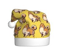 JIUTY Cartoon Pomeranian Dog Printing Unisex Santa Hat For Christmas Headwear Thicken Xmas Hats Stage Halloween Community