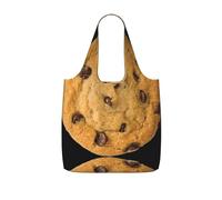 JIUTY Chocolate Cookie Print Foldaway Reusable Shopping Carrier 25l Polyester Tote Grocery Travel Weekend Bag Gift Pick