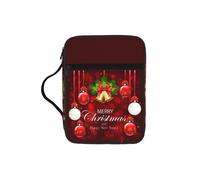 JIUTY Christmas Ball Golden Bell Printed Bible Tote Bag with Sturdy Handle Protective Carrying Case for Church Worship & Pilgrimage