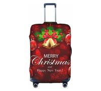 JIUTY Christmas Ball Golden Bell Printing Large Suitcase Cover, Stretchable Suitcase Cover with Double-Sided Print, Keeps Luggage Closed