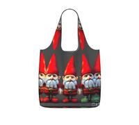 JIUTY Christmas Gnomes Print Foldaway Reusable Shopping Carrier 25l Polyester Tote Grocery Travel Weekend Bag Gift Pick