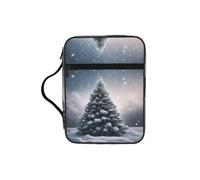 JIUTY Christmas Tree Snow Printed Bible Tote Bag with Sturdy Handle Protective Carrying Case for Church Worship & Pilgrimage