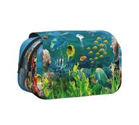 JIUTY Colored Undersea World Printing Large Capacity Pen Pencil Case,Kids Stationery Bag with Double Layers for School,Office,College