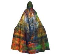 JIUTY Colorful Life Trees Printing Masquerade,Adult Economic Hooded Cloak 57.8 Inches Long, Perfect For Halloween Parties,Dances