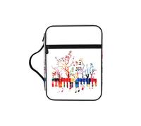 JIUTY Colorful Piano Keyboard Music Note Printed Bible Tote Bag with Sturdy Handle Protective Carrying Case for Church Worship & Pilgrimage