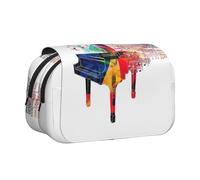 JIUTY Colorful Piano Keyboard Music Printing Large Capacity Pen Pencil Case,Kids Stationery Bag with Double Layers for School,Office,College