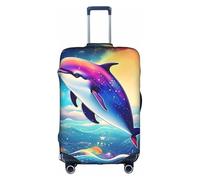 JIUTY Colorful Starry Sky Ocean Dolphin Printing Large Suitcase Cover, Stretchable Suitcase Cover with Double-Sided Print, Keeps Luggage Closed