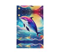 JIUTY Colorful Starry Sky Ocean Dolphin Printing Waffle Kitchen Towels,Soft Absorbent Waffle Design Dish Towels, 16x26 Inches,Multi-Purpose