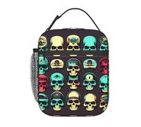 JIUTY Cool Retro Skull Head Graphics Print Thermal Lunch Tote, Insulated Lunch Bag, Portable Cooler Bag with Secure Closure Carry