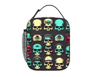 JIUTY Cool Retro Skull Head Graphics Print Thermal Lunch Tote, Insulated Lunch Bag, Portable Cooler Bag with Secure Closure Carry