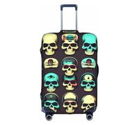 JIUTY Cool Retro Skull Head Graphics Printing Large Suitcase Cover, Stretchable Suitcase Cover with Double-Sided Print, Keeps Luggage Closed