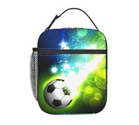 JIUTY Cool Soccer Ball Print Thermal Lunch Tote, Insulated Lunch Bag, Portable Cooler Bag with Secure Closure Carry