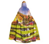 JIUTY Country Farm Printing Masquerade,Adult Economic Hooded Cloak 57.8 Inches Long, Perfect For Halloween Parties,Dances
