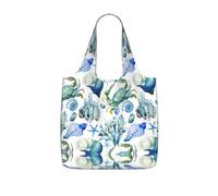 JIUTY Crab Conch Print Foldaway Reusable Shopping Carrier 25l Polyester Tote Grocery Travel Weekend Bag Gift Pick