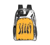 JIUTY Creative African Culture Print Clear Security Backpack Pvc School Bookbag Travel Front Pocket Side Mesh Modern Utility