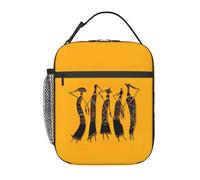 JIUTY Creative African Culture Print Thermal Lunch Tote, Insulated Lunch Bag, Portable Cooler Bag with Secure Closure Carry