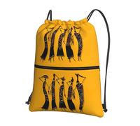 JIUTY Creative African Culture Print Zipper Closure Backpack, Drawstring Shoulder Bag, Compact Light for Workout and Sessions