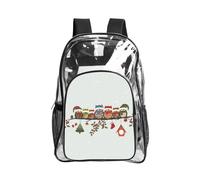 JIUTY Cute Christmas Owls On Branch Print Clear Security Backpack Pvc School Bookbag Travel Front Pocket Side Mesh Modern Utility