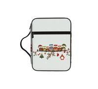 JIUTY Cute Christmas Owls on Branch Printed Bible Tote Bag with Sturdy Handle Protective Carrying Case for Church Worship & Pilgrimage