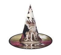 JIUTY Cute Dog Printing 2 Piece Cosplay Witch Cap Halloween Parties Hat, Witch Costume Accessory For Halloween Party