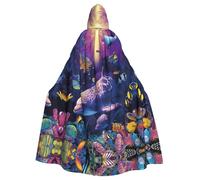 JIUTY Cute Dolphin Printing Masquerade,Adult Economic Hooded Cloak 57.8 Inches Long, Perfect For Halloween Parties,Dances