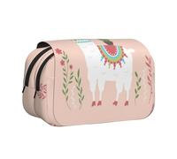 JIUTY Cute Hand Drawn Llama Printing Large Capacity Pen Pencil Case,Kids Stationery Bag with Double Layers for School,Office,College