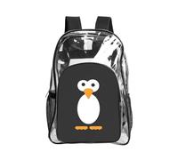 JIUTY Cute Penguin Print Clear Security Backpack Pvc School Bookbag Travel Front Pocket Side Mesh Modern Utility