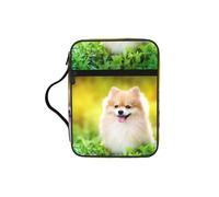 JIUTY Cute Puppy Dog in Spring Park Printed Bible Tote Bag with Sturdy Handle Protective Carrying Case for Church Worship & Pilgrimage