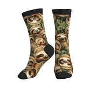 JIUTY Cute Sloth Athletic Casual Socks Performance Breathable Comfy Heavy Cushion Crew Socks For Women Men