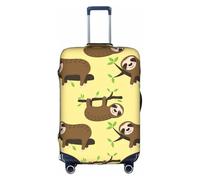 JIUTY Cute Sloths On Yellow Lemons Printing Large Suitcase Cover, Stretchable Suitcase Cover with Double-Sided Print, Keeps Luggage Closed