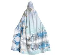 JIUTY Cute Snowman Printing Masquerade,Adult Economic Hooded Cloak 57.8 Inches Long, Perfect For Halloween Parties,Dances